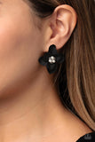 Jovial Jasmine - Black flower post earrings