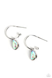 Teardrop Tassel - Multi iridescent mini hoop earrings