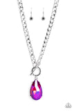 Edgy Exaggeration - Pink oil spill necklace