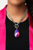 Edgy Exaggeration - Pink oil spill necklace