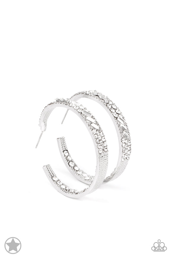 GLITZY By Association-white hoop earrings