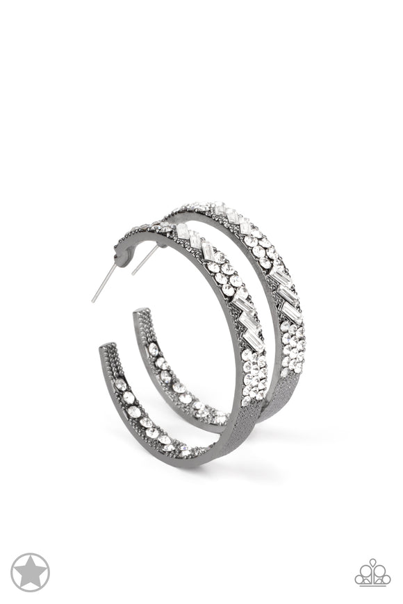 GLITZY By Association - Gunmetal hoop earrings