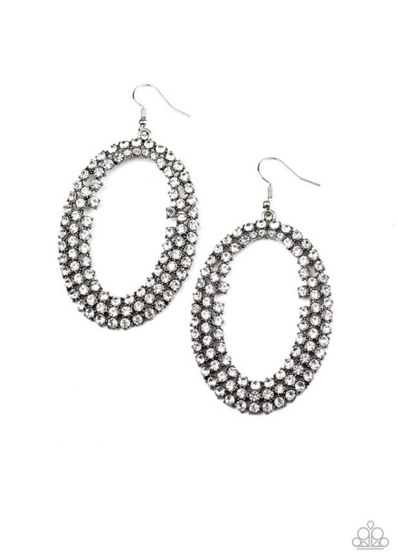 Paparazzi Radical Razzle❤️white rhinestone earrings