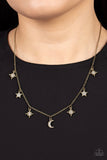 Paparazzi Cosmic Runway❤️brass moon and stars necklace