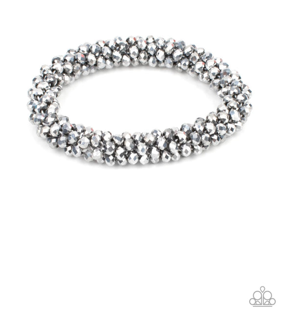 Paparazzi Wake Up and Sparkle❤️shimmery silver stretchy bracelet