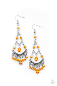 Paparazzi First in SHINE❤️orange iridescent earrings