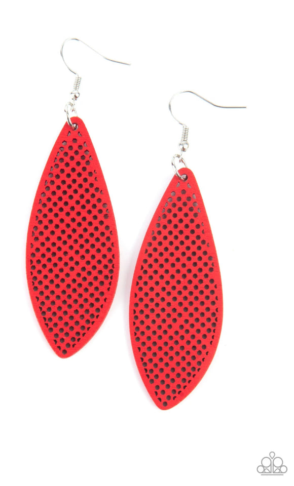 Paparazzi Surf Scene❤️red wood earrings