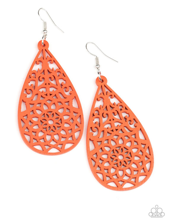 Paparazzi Seaside Sunsets❤️orange wood earrings