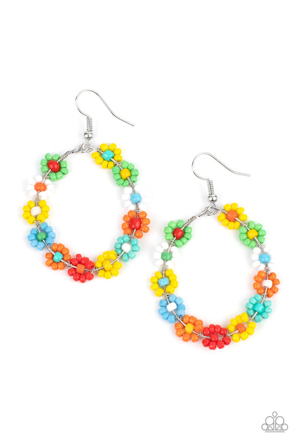 Paparazzi Festively Flower Child❤️multi flower seed bead earrings