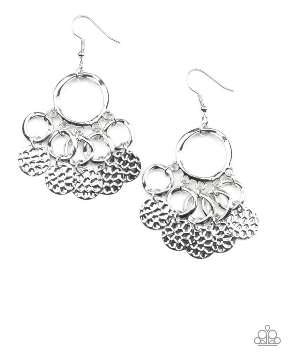 Paparazzi Partners in CHIME❤️silver hammered earrings