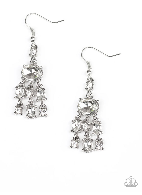 Paparazzi Demurely Divine❤️white rhinestone earrings