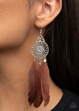 Pretty in Plumes- brown feather earrings