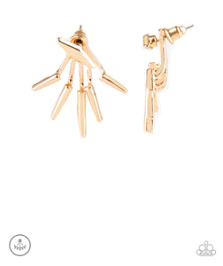 Extra Electric gold jacket post earrings