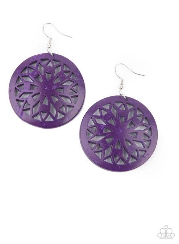 Ocean Canopy- purple wood earrings