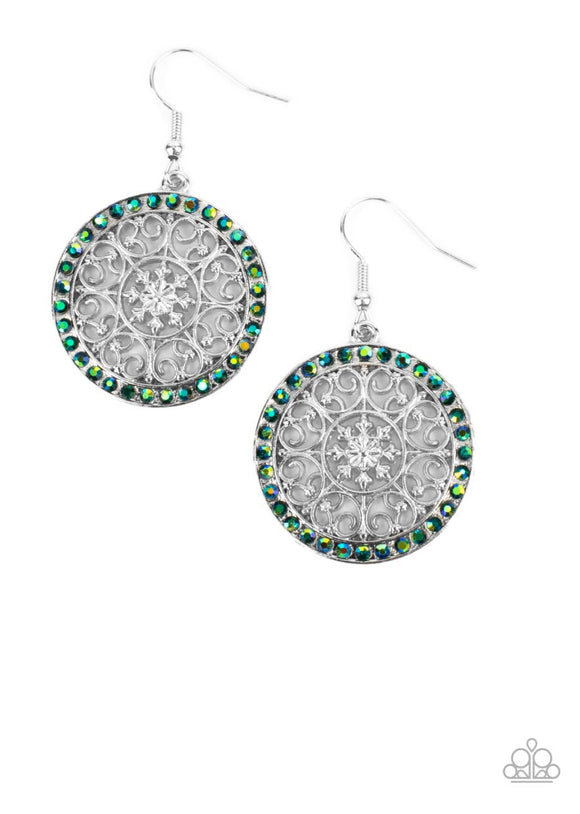 Paparazzi Bollywood Ballroom❤️green oil spill earrings