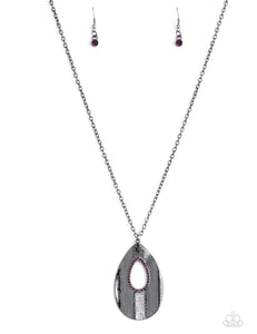 Stop, TEARDROP, and Roll- purple necklace