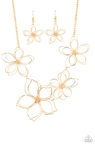 Paparazzi Flower Garden Fashionista❤️gold wire necklace