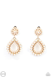 Discerning Droplets- gold clip on earrings