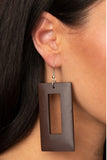 Paparazzi Totally Framed❤️brown wood earrings