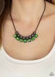 Graciously Audacious - green oil spill black necklace