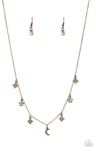 Paparazzi Cosmic Runway❤️brass moon and stars necklace