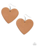 Paparazzi Country Crush❤️brown leather heart earrings