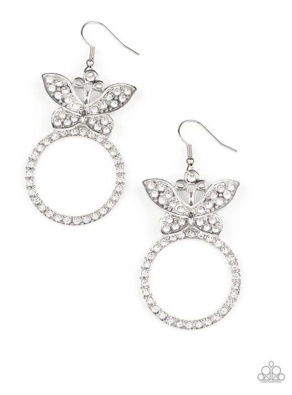 Paparazzi Paradise Found❤️white butterfly EXCLUSIVE earrings