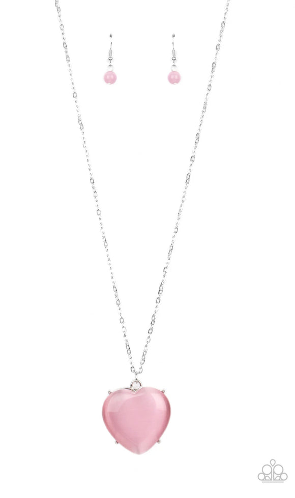 Paparazzi Warmhearted Glow❤️pink moonstone heart necklace