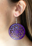 Ocean Canopy- purple wood earrings