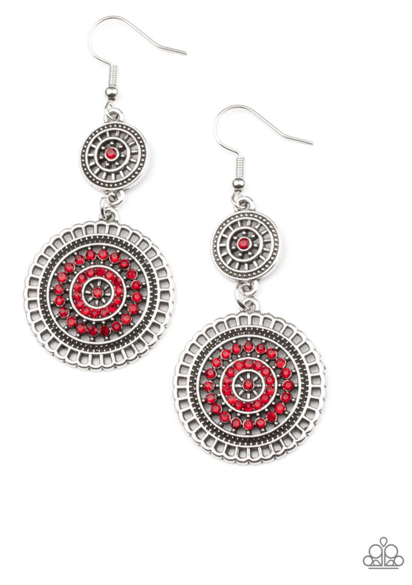 Paparazzi Bohemian Bedazzle❤️red rhinestone earrings