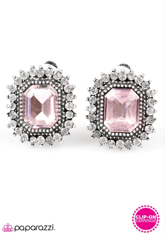 Star Studded Sparkle-pink clip-on earrings