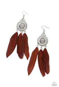 Pretty in Plumes- brown feather earrings