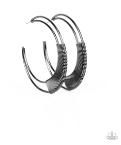 Paparazzi Artisan Attitude❤️black gunmetal hoop earrings