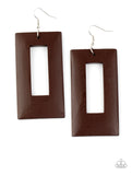 Paparazzi Totally Framed❤️brown wood earrings