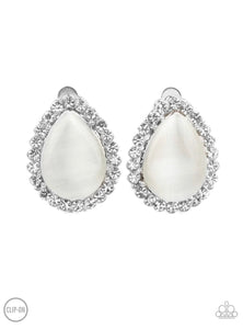 Downright Demure- white clip on earrings