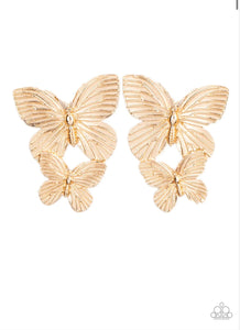 Blushing Butterflies- gold post earrings