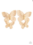 Blushing Butterflies- gold post earrings