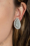 Downright Demure- white clip on earrings