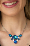 Cosmic Coronation- blue oil spill necklace