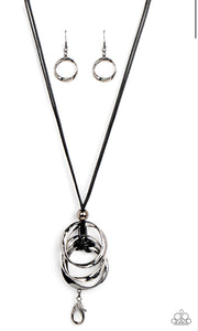 Harmonious Hardware- black lanyard necklace