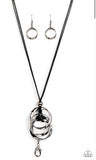 Harmonious Hardware- black lanyard necklace