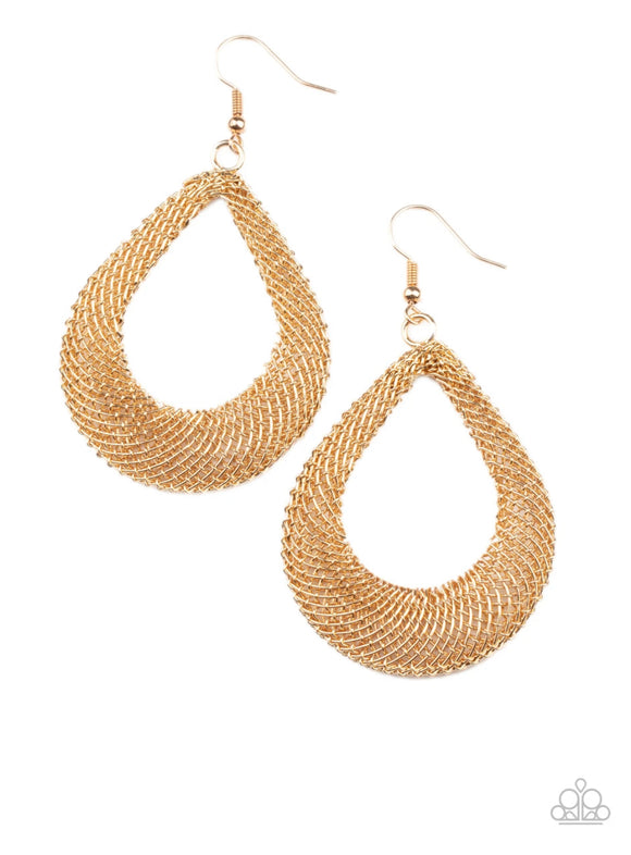 Paparazzi A Hot Mesh❤️gold fishhook earrings